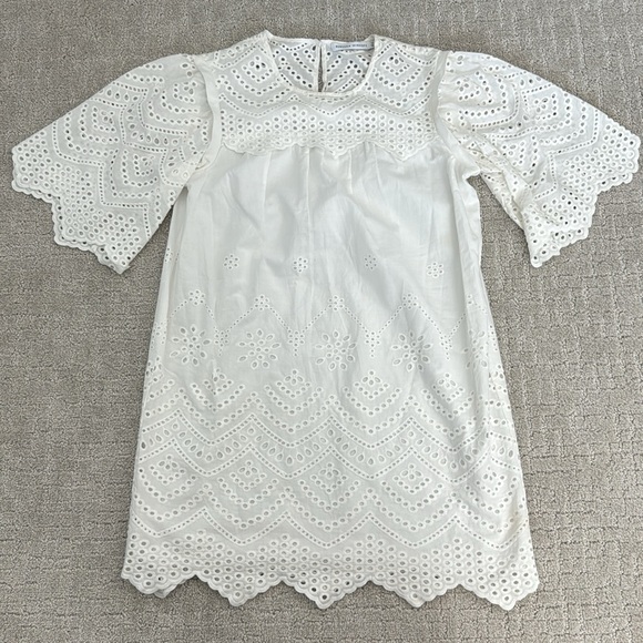 Rebecca minkoff white eyelet lace short sleeve mini dress coverup - Picture 4 of 11